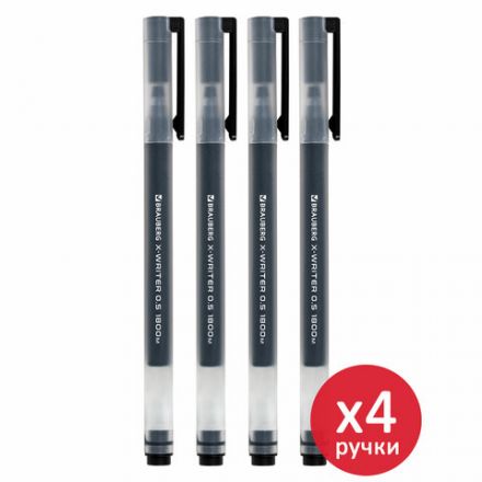 Ручки гелевые BRAUBERG X-WRITER 1800, УВЕЛИЧЕННАЯ ДЛИНА ПИСЬМА 1 800 м, ЧЕРНЫЕ, НАБОР 4 ШТУКИ, стандартный узел 0,5 мм, 144136 Ручки гелевые BRAUBERG X-WRITER 1800, УВЕЛИЧЕННАЯ ДЛИНА ПИСЬМА 1 800 м, ЧЕРНЫЕ, НАБОР 4 ШТУКИ, стандартный узел 0,5 мм, 144136