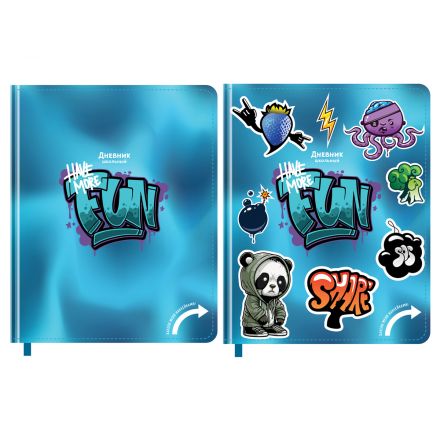 Дневник 1-11 кл. 48л. (твердый) BG "Fun", иск.кожа, печать, наклейки, ляссе Дневник 1-11 кл. 48л. (твердый) BG "Fun", иск.кожа, печать, наклейки, ляссе