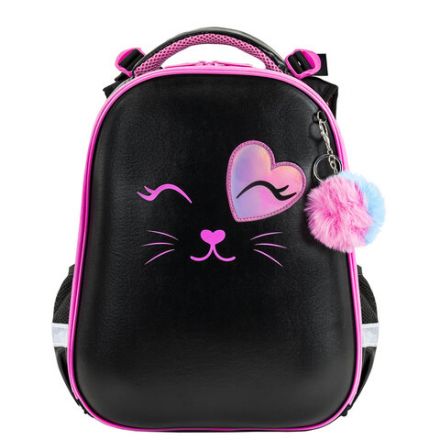 Ранец BRAUBERG SHINY, 2 отделения, с брелком, "Smiling cat", 38х28х14 см, 272040 Ранец BRAUBERG SHINY, 2 отделения, с брелком, "Smiling cat", 38х28х14 см, 272040