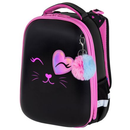 Ранец BRAUBERG SHINY, 2 отделения, с брелком, "Smiling cat", 38х28х14 см, 272040 Ранец BRAUBERG SHINY, 2 отделения, с брелком, "Smiling cat", 38х28х14 см, 272040