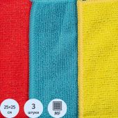 Салфетки хозяйственные из микрофибры универс 180г/м2 25х25см 3шт/уп