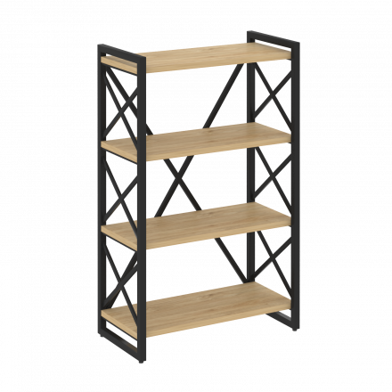 Loft Стеллаж на регулируемых опорах-4 полки VR.L-MST.O-4.8 Тиквуд светлый/Чёрный металл 800*400*1280