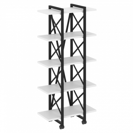 Loft Стеллаж на колесных опорах-5 полок VR.L-MST.K-5.4V Белый бриллиант/Чёрный металл 800*400*1704 Loft Стеллаж на колесных опорах-5 полок VR.L-MST.K-5.4V Белый бриллиант/Чёрный металл 800*400*1704