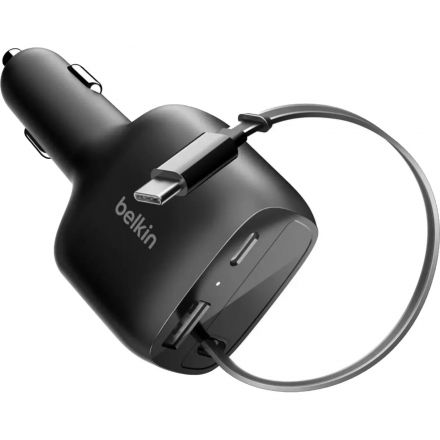 Зарядное устройство Belkin (CCC001hqBK)авто BoostCharge 75W USB-C&A+каб чер