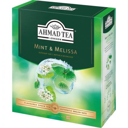 Чай Ahmad Tea Мята-Мелиса, зеленый, пакетики в конвертах, 100x1,8г/уп