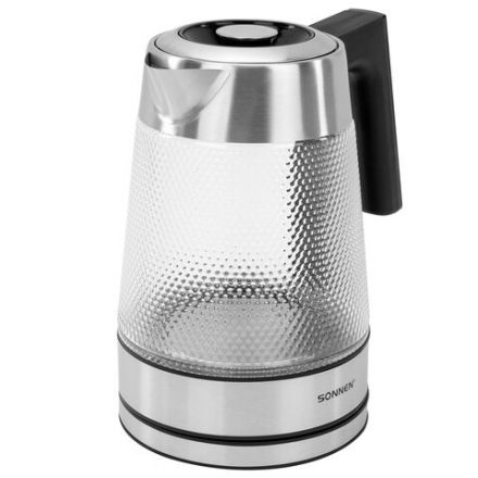 Чайник электрический с терморегулятором SONNEN KT-1809D, 1,8 л, 2200 Вт, 5 цветов подсветки, 5 температур, стекло текстура ромб, 455141 Чайник электрический с терморегулятором SONNEN KT-1809D, 1,8 л, 2200 Вт, 5 цветов подсветки, 5 температур, стекло текстура ромб, 455141