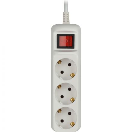 Удлинитель ЭРА UX-3es-3m (3р/3м/10А/с заземл/с выкл/ПВС 3x0,75мм2, белый)