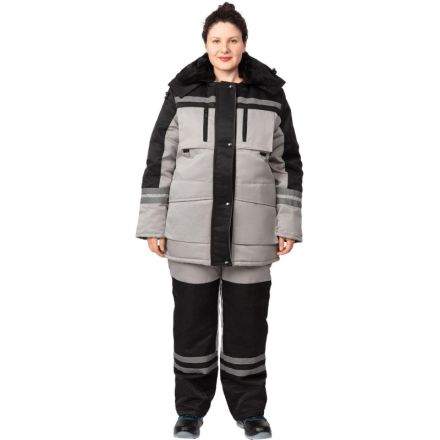 Костюм рабочий зимний жен з03-КПК сер/черн  64-66/170-176