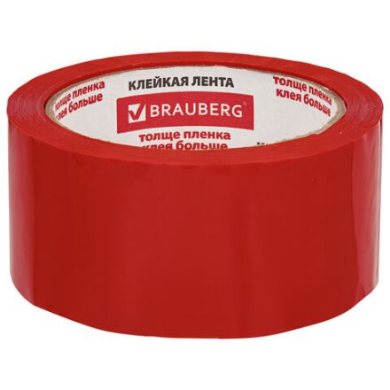 Клейкая лента упаковочная 48 мм х 66 м, КРАСНАЯ, толщина 45 микрон, BRAUBERG, 440074 Клейкая лента упаковочная 48 мм х 66 м, КРАСНАЯ, толщина 45 микрон, BRAUBERG, 440074