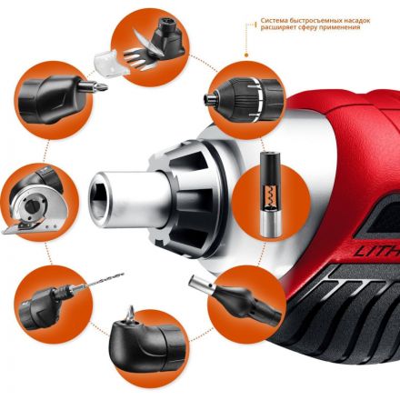 Отвертка аккумуляторная ЗУБР ViX 3.6 В с 10 битами (ЗО-Е-3.6 Ли)