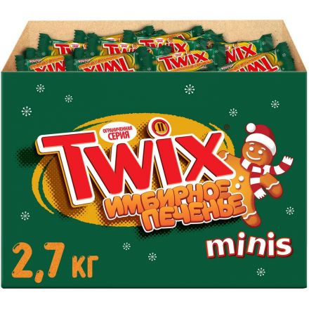 Шоколадный батончик Twix Minis Имбирное печенье 2,7 кг/уп