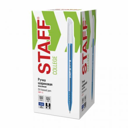 Ручка шариковая масляная STAFF "College OBP-13", СИНЯЯ, узел 0,5 мм, линия письма 0,35 мм, 143746 Ручка шариковая масляная STAFF "College OBP-13", СИНЯЯ, узел 0,5 мм, линия письма 0,35 мм, 143746