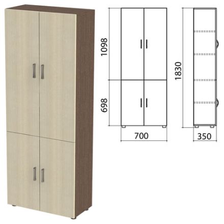 Шкаф закрытый "Канц", 700х350х1830 мм, цвет венге/дуб молочный (КОМПЛЕКТ) Шкаф закрытый "Канц", 700х350х1830 мм, цвет венге/дуб молочный (КОМПЛЕКТ)