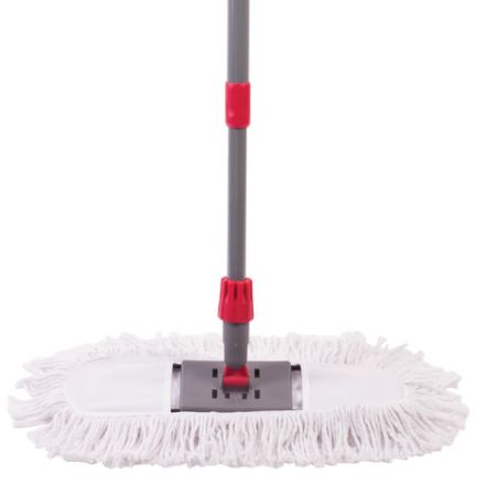 Швабра-рамка для СУХОЙ УБОРКИ, 40 см, телескопический черенок из нержавеющей стали 125 см, МОП хлопок, LAIMA, 603605