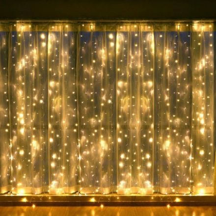 Электрогирлянда 220 LED ламп, размер 300x200 cм, тепл.белый, 8 реж.,94793