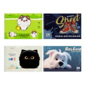 Альбом для рисования А4, 24 л., гребень, обложка картон, BRAUBERG, 195х285 мм, МИКС-1, 107108 Альбом для рисования А4, 24 л., гребень, обложка картон, BRAUBERG, 195х285 мм, МИКС-1, 107108