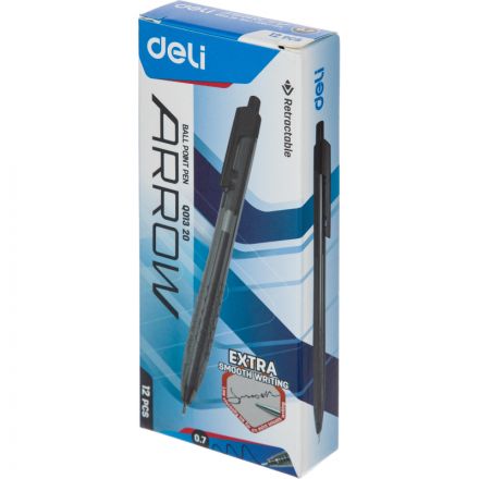 Ручка шариковая автоматическая Deli Arrow д.ш 0,7мм лин 0,35мм черн EQ01320 Ручка шариковая автоматическая Deli Arrow д.ш 0,7мм лин 0,35мм черн EQ01320