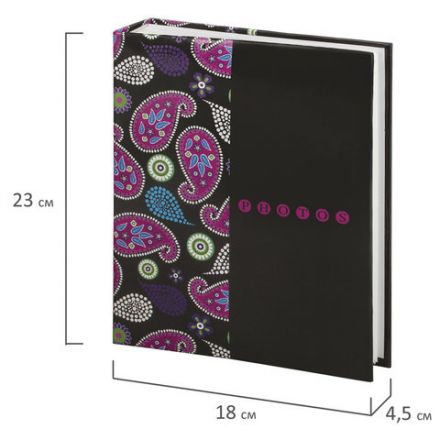 Фотоальбом BRAUBERG на 200 фотографий 10х15 см, твердая обложка, "Пейсли", черный с розовым, 390668 Фотоальбом BRAUBERG на 200 фотографий 10х15 см, твердая обложка, "Пейсли", черный с розовым, 390668