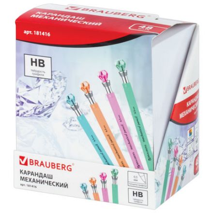 Карандаш механический 0,5 мм, BRAUBERG "Diamond", корпус ассорти, хромированные детали, 181416 Карандаш механический 0,5 мм, BRAUBERG "Diamond", корпус ассорти, хромированные детали, 181416