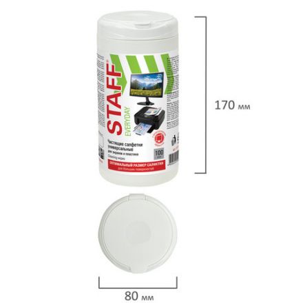 Салфетки для экранов всех типов и пластика универсальные STAFF "EVERYDAY", туба 100 шт., влажные, 511518 Салфетки для экранов всех типов и пластика универсальные STAFF "EVERYDAY", туба 100 шт., влажные, 511518