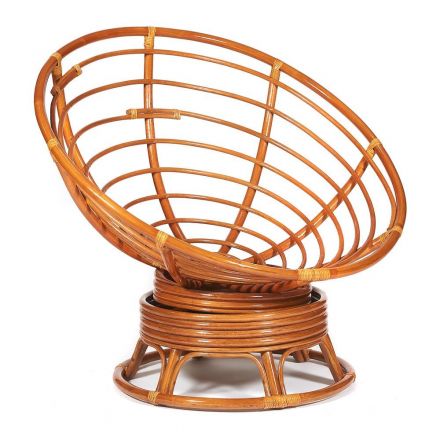 Кресло-качалка Папасан/Papasan (W 23/01 B) /с подушкой/ 115х78х104см, коньячный, ткань оранжевый, с 23 Кресло-качалка Папасан/Papasan (W 23/01 B) /с подушкой/ 115х78х104см, коньячный, ткань оранжевый, с 23