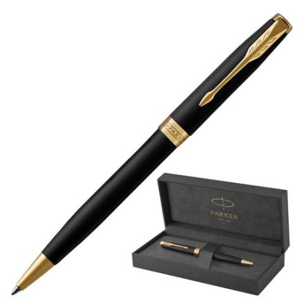 Ручка шариковая PARKER "Sonnet Core Matt Black GT", черный матовый лак, позолота, черная, 1931519 Ручка шариковая PARKER "Sonnet Core Matt Black GT", черный матовый лак, позолота, черная, 1931519