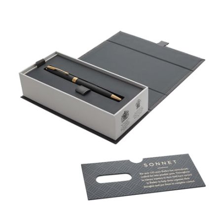 Ручка шариковая PARKER "Sonnet Core Matt Black GT", черный матовый лак, позолота, черная, 1931519 Ручка шариковая PARKER "Sonnet Core Matt Black GT", черный матовый лак, позолота, черная, 1931519