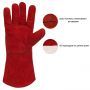 Краги спилковые пятипалые КЕ1470 красные с подкл. (12 пар/уп)