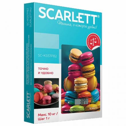 Весы кухонные SCARLETT SC-KS57P82, электронный дисплей, max вес 10 кг, тарокомпенсация, стекло Весы кухонные SCARLETT SC-KS57P82, электронный дисплей, max вес 10 кг, тарокомпенсация, стекло