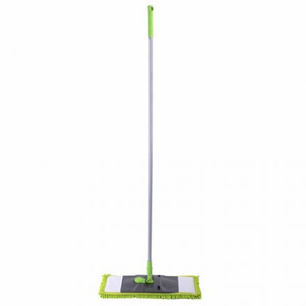 Швабра с флаундером 40 см, черенок 110 см евро, насадка МОП микрофибра СИНЕЛЬ, индивидуальная упаковка пакет, ЛЮБАША, 606313