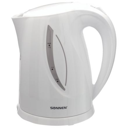 Чайник SONNEN KT-1758, 1,7 л, 2200 Вт, закрытый нагревательный элемент, пластик, белый, 453415 Чайник SONNEN KT-1758, 1,7 л, 2200 Вт, закрытый нагревательный элемент, пластик, белый, 453415