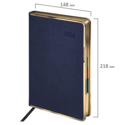 Ежедневник датированный 2026 А5 148х218 мм, GALANT "Infinity Gold", под кожу, темно-синий, 117503 Ежедневник датированный 2026 А5 148х218 мм, GALANT "Infinity Gold", под кожу, темно-синий, 117503