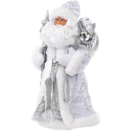 Фигурка НГ Дед Мороз В серебристой шубке(ПВХ,полиэст)15,5x8,5x31,5см,.90704