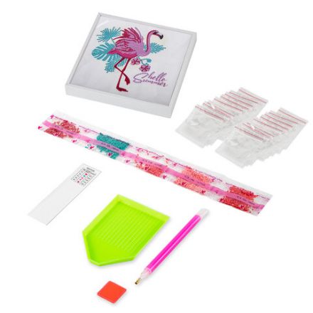 Картина стразами (алмазная мозаика) 20х20 см, ЮНЛАНДИЯ "Фламинго", в деревянной рамке, 662438 Картина стразами (алмазная мозаика) 20х20 см, ЮНЛАНДИЯ "Фламинго", в деревянной рамке, 662438