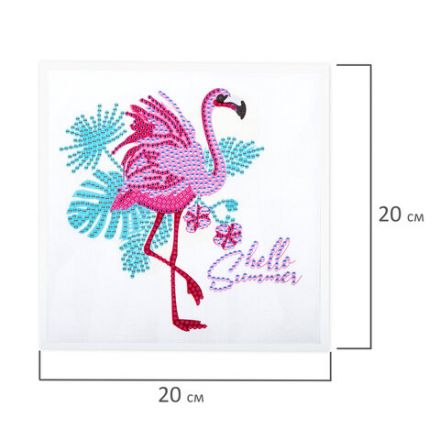 Картина стразами (алмазная мозаика) 20х20 см, ЮНЛАНДИЯ "Фламинго", в деревянной рамке, 662438 Картина стразами (алмазная мозаика) 20х20 см, ЮНЛАНДИЯ "Фламинго", в деревянной рамке, 662438