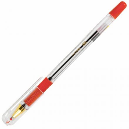 Ручка шариковая с грипом BRAUBERG "X-ONE", КРАСНАЯ, корпус прозрачный, узел 0,5 мм, линия письма 0,35 мм, 143989 Ручка шариковая с грипом BRAUBERG "X-ONE", КРАСНАЯ, корпус прозрачный, узел 0,5 мм, линия письма 0,35 мм, 143989