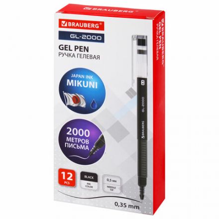 Ручка гелевая BRAUBERG "GL-2000", ЧЕРНАЯ, японские чернила, длина письма 2000 метров, линия письма 0,35 мм, 144217 Ручка гелевая BRAUBERG "GL-2000", ЧЕРНАЯ, японские чернила, длина письма 2000 метров, линия письма 0,35 мм, 144217
