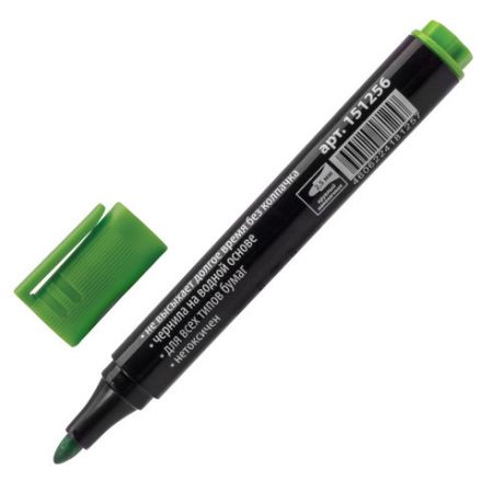 Маркер для бумажного флипчарта BRAUBERG, НЕПРОПИТЫВАЮЩИЙ, ЗЕЛЕНЫЙ, 2,5 мм, 151256 Маркер для бумажного флипчарта BRAUBERG, НЕПРОПИТЫВАЮЩИЙ, ЗЕЛЕНЫЙ, 2,5 мм, 151256