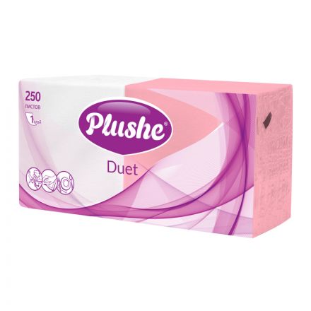 Салфетки бумажные Plushe Duet 24х24 пастель 1сл 250л/уп Салфетки бумажные Plushe Duet 24х24 пастель 1сл 250л/уп
