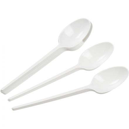 Ложка одноразовая столовая 165мм, белая, КОМУС ПС 100шт/уп Ложка одноразовая столовая 165мм, белая, КОМУС ПС 100шт/уп