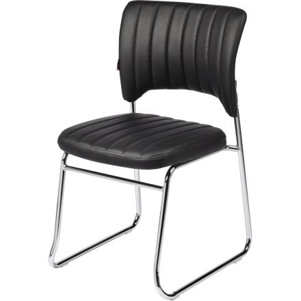 Стул для посетителя Easy Chair 809 VPU черный (искусственная кожа/металл хромированный)