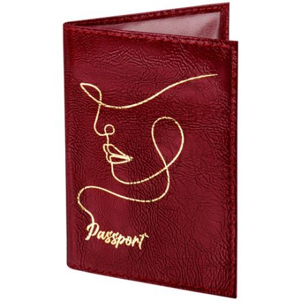 Обложка для паспорта натуральная кожа наплак, тиснение золотом "Impression", красная, BRAUBERG, 238211