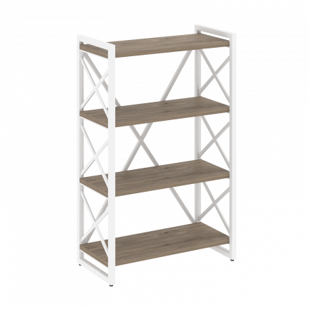 Loft Стеллаж на регулируемых опорах-4 полки VR.L-MST.O-4.8 Тиквуд тёмный/Белый металл 800*400*1280 Loft Стеллаж на регулируемых опорах-4 полки VR.L-MST.O-4.8 Тиквуд тёмный/Белый металл 800*400*1280