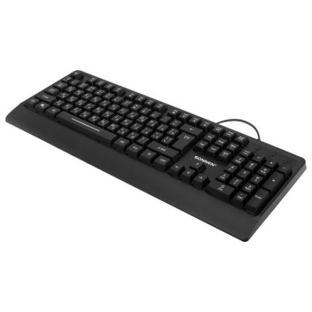 Клавиатура проводная USB, 104 клавиши, LED-подсветка, SONNEN K305, черная, 513948
