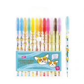 Набор гелевых ручек ArtSpace "Милые зверушки" 12цв., 1,0мм, с блестками, ПВХ чехол Набор гелевых ручек ArtSpace "Милые зверушки" 12цв., 1,0мм, с блестками, ПВХ чехол