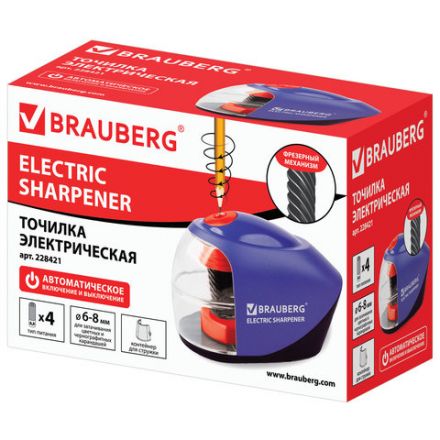Точилка электрическая BRAUBERG "Delta", питание от 4 батареек АА, спиралевидное лезвие, 228421 Точилка электрическая BRAUBERG "Delta", питание от 4 батареек АА, спиралевидное лезвие, 228421