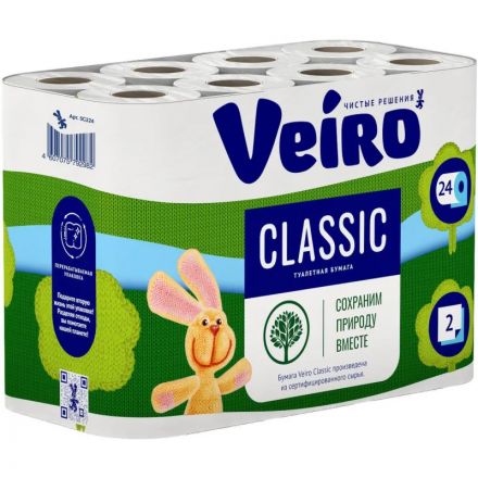 Бумага туалетная Linia Veiro Classic 2сл бел втор 17,5м 140л24рул/уп 5с224 Бумага туалетная Linia Veiro Classic 2сл бел втор 17,5м 140л24рул/уп 5с224