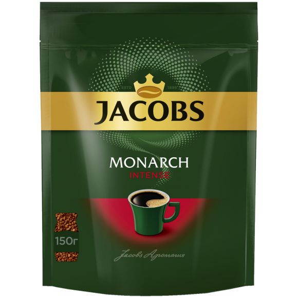 Кофе растворимый Jacobs "Monarch "Intense", сублимированный, мягкая упаковка, 150г