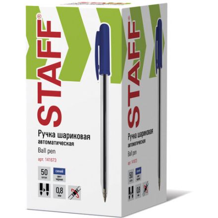 Ручка шариковая автоматическая STAFF "Basic" BPR-243, СИНЯЯ, корпус прозрачный, узел 0,8 мм, линия письма 0,4 мм, 141673 Ручка шариковая автоматическая STAFF "Basic" BPR-243, СИНЯЯ, корпус прозрачный, узел 0,8 мм, линия письма 0,4 мм, 141673