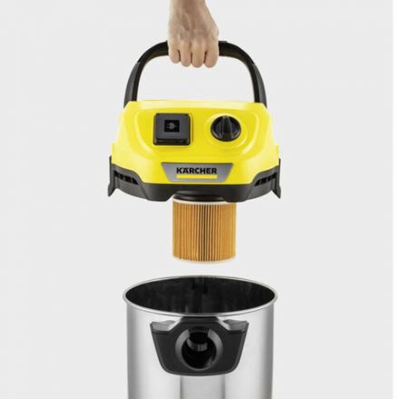 Пылесос хозяйственный KARCHER WD 3 PS, мусоросборник 17 л, мощность 1000 Вт, желтый, 1.628-190.0 Пылесос хозяйственный KARCHER WD 3 PS, мусоросборник 17 л, мощность 1000 Вт, желтый, 1.628-190.0